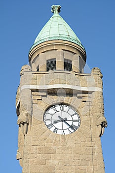 Clock Tower At The Port Of Hamburg