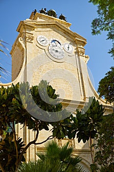 The clock tower in Prince Alfred`s Courtyard of Grandmaster`s Pa