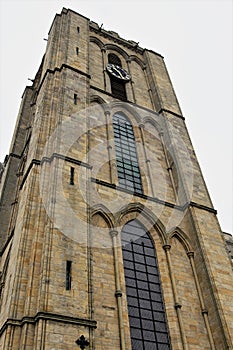 The clock tower of Ripon Cathedral, North Yorkshire, England.