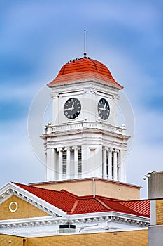 Clock Tower On Small Town Courthouse
