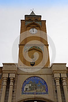 Clock tower of Vank cathedral in Isfahan, Iran.