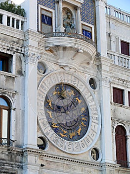 Clock Tower in Venice, detail of the clock
