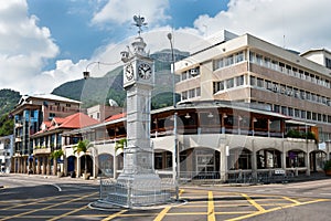 The clock tower of Victoria, Seychelles photo