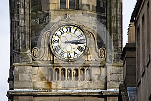 Clock on Tron Kirk in Edinburgh, Scotland