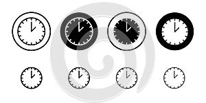 Clock two icon Outline vector for web ui