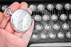 Clock and typewriter