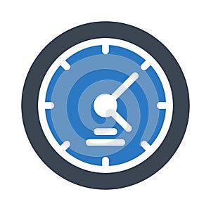 Clock glyph color flat vector icon