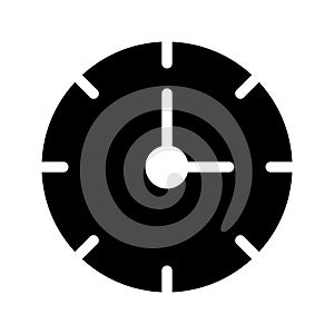Clock glyph flat vector icon