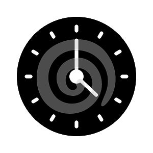 Clock glyph flat vector icon