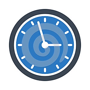 Clock glyph flat vector icon
