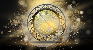 Clock vintage on an abstract background bokeh