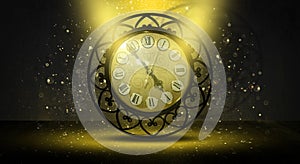 Clock vintage on an abstract background bokeh
