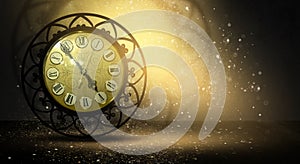 Clock vintage on an abstract background bokeh