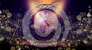 Clock vintage on an abstract background bokeh