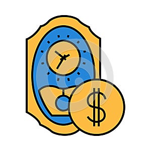 clock, wall clock, watch, time, money, dollar, time money icon