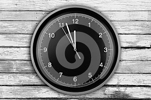 Clock on wooden wall