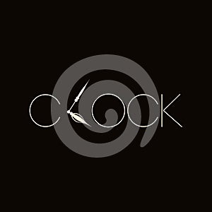 CLOCK word mark logo text. Geometric, modern tech uppercase lettering message.