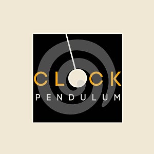 CLOCK word mark logo text. Geometric pendulum, modern tech uppercase lettering message.