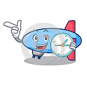 With clock zeppelin character cartoon style