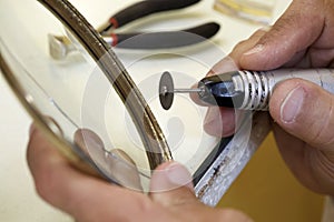 Clockmaker tools during repair clocks