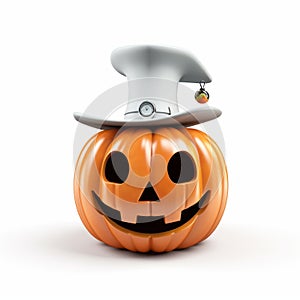 Clockpunk Halloween Jackolantern With Doctor Hat 3d Render