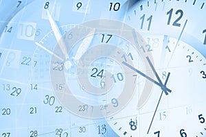 Clocks and calendars blue composite