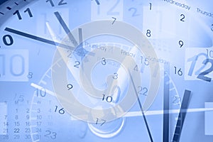 Clocks and calendars blue composite