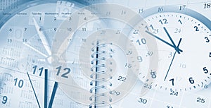 Clocks and calendars blue composite