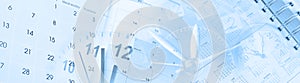 Clocks and calendars blue composite