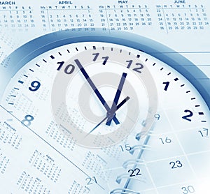 Clocks and calendars blue composite