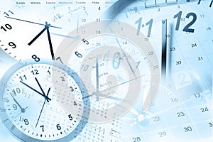 Clocks and calendars blue composite