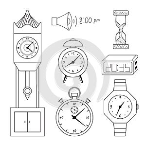 Clocks icon set vector.