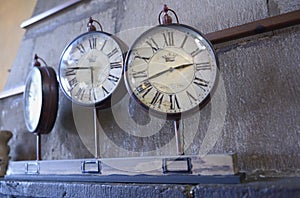 Clocks on the mantle at Cafe Cultura, Robles y Reina Victoria Esquina, Quito, EC photo