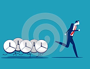 Clocks pursuing after business people. Time concept