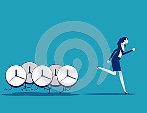 Clocks pursuing after business people. Time concept
