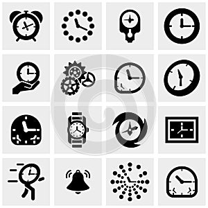 Clocks vector icons set on gray