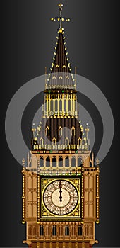 The Clocktower Of Big Ben Almost Striking Midnight