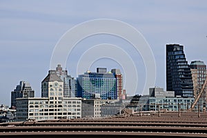 The Clocktower Building and Olympia, Dumbo, Brooklyn from Brooklyn Bridge, New York City, USA