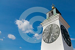 Clocktower of the Petrovaradin fortress in Novi Sad, Serbia.