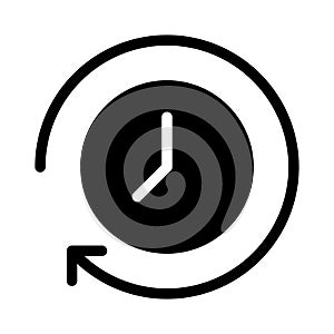Clockvector glyph flat icon
