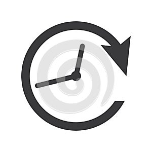 Clockwise rotation icon arrow and time. Clock icon vector eps10.