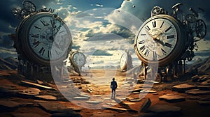 Clockwork Dreamscape: Temporal Vortex Surreal Landscape