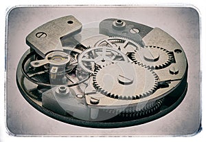 Clockwork with gears in vintage style