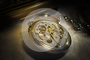 Clockwork Mechanism of Old Pocket Watch