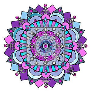 Clockwork Pink and Purple Mandala