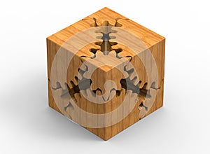 Clockwork wooden cube