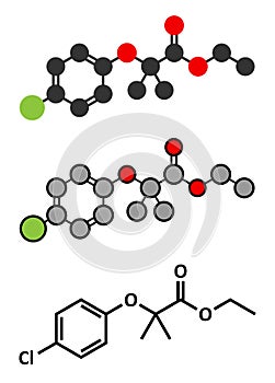 Clofibrate hyperlipidemia drug molecule (fibrate class photo