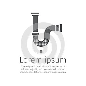 Clog in pipe. Blocked pipe. mud in a blocked drain, unclog, water leak, leaky, leaking, drop. Vector illustration.