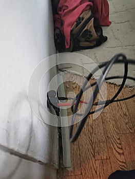 Clogged sewage drain pipe, causing a damage