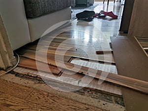 Clogged sewage drain pipe, causing a damage